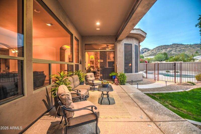 Peaceful patio view w/ bit of mountains