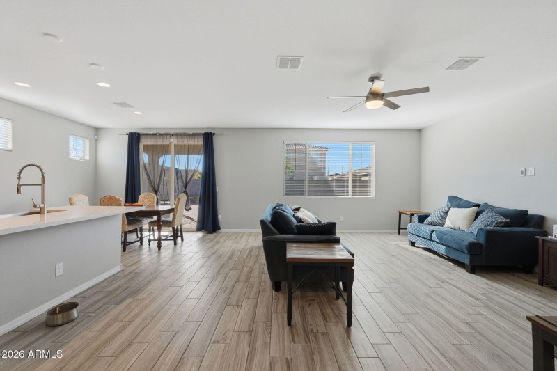 Open concept kitchen/living/dining rooms