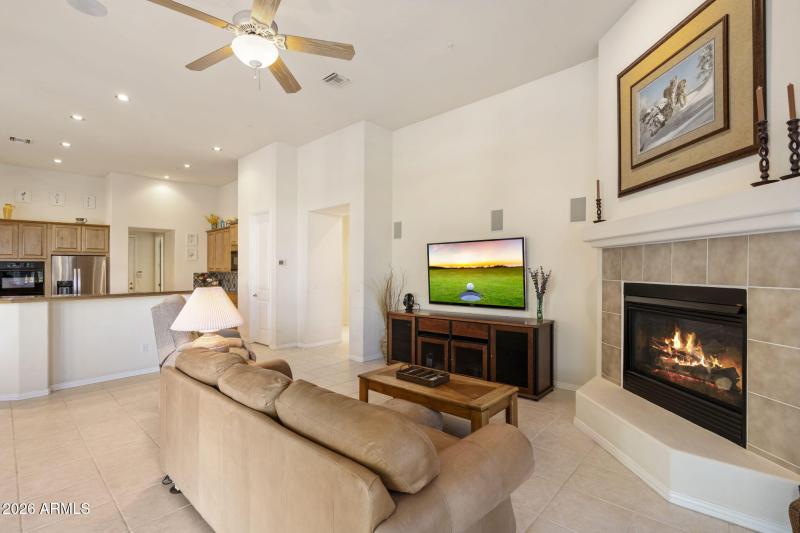 Family room with fireplace