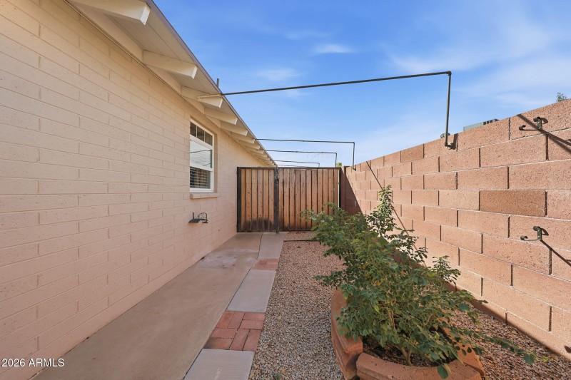 Side yard off covered patio