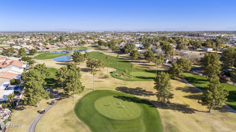 Aerial golf course view