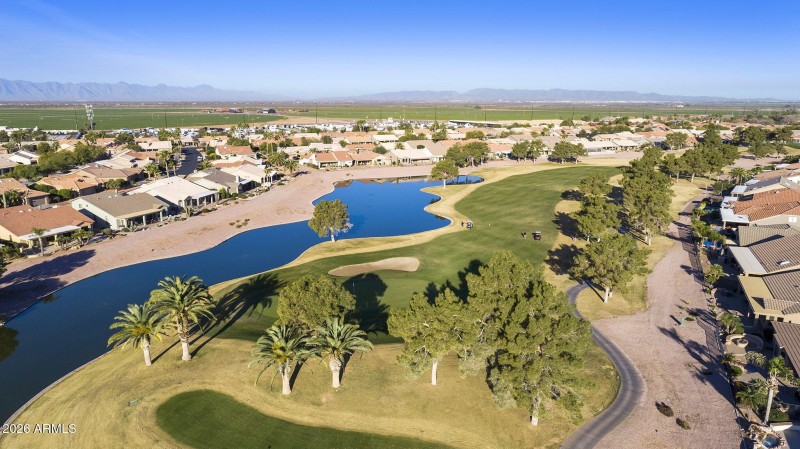 Aerial golf course view