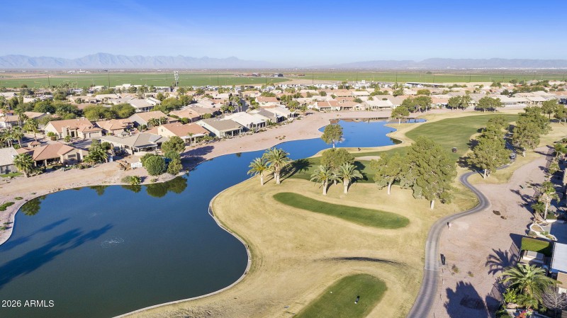 Aerial golf course view