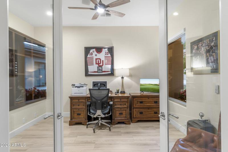 Office with glass doors