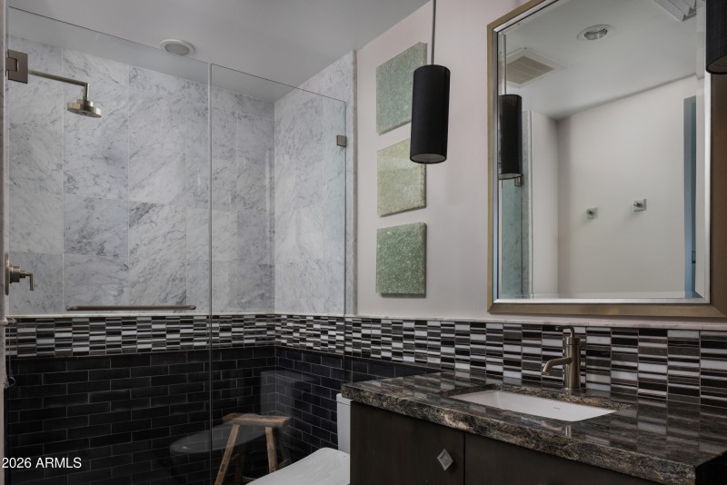 Bathroom with Vanity and Shower