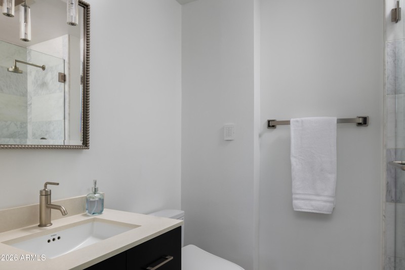 Bathroom Vanity and Toilet Area