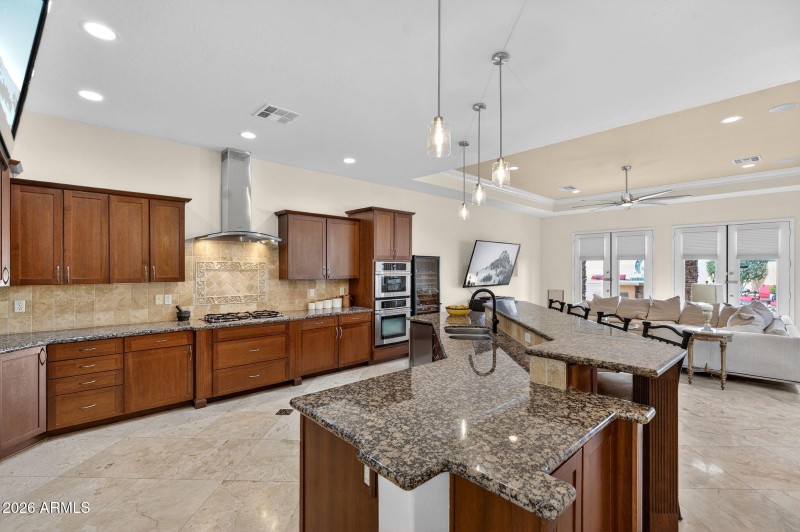 Open Kitchen with Wine Fridge