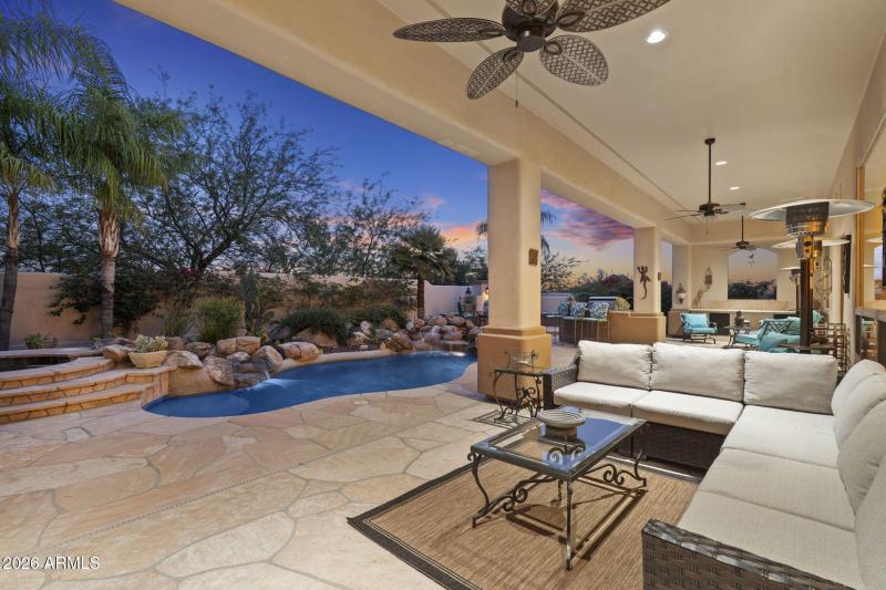 Resort Style Backyard W Covered Patio