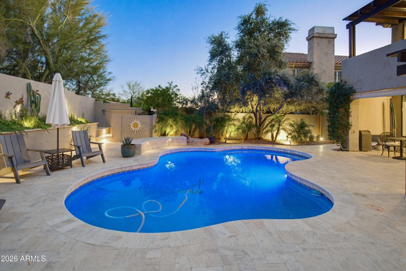 Resort-Style Pool with Travertine Patio