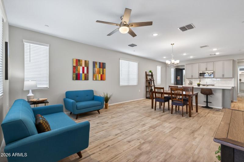 Great room towards Dining/Kitchen