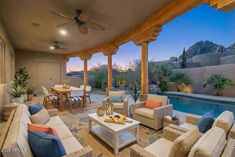 Backyard Covered Patio Virtually Staged
