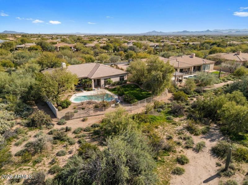 Aerial of private backyard