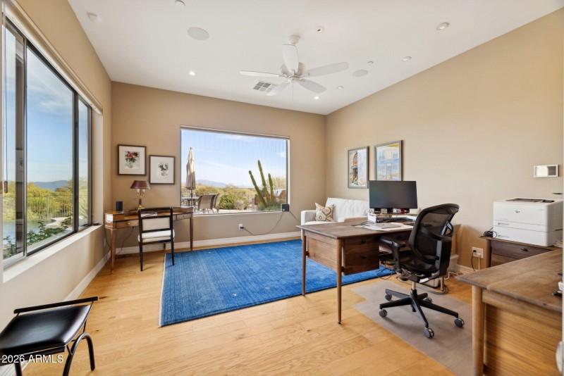 Office with huge picture window