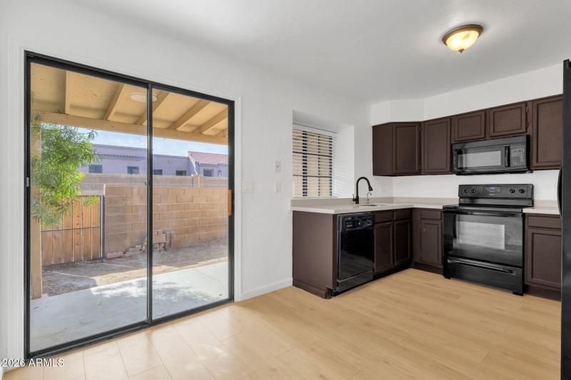 Dining room through to kitchen area
