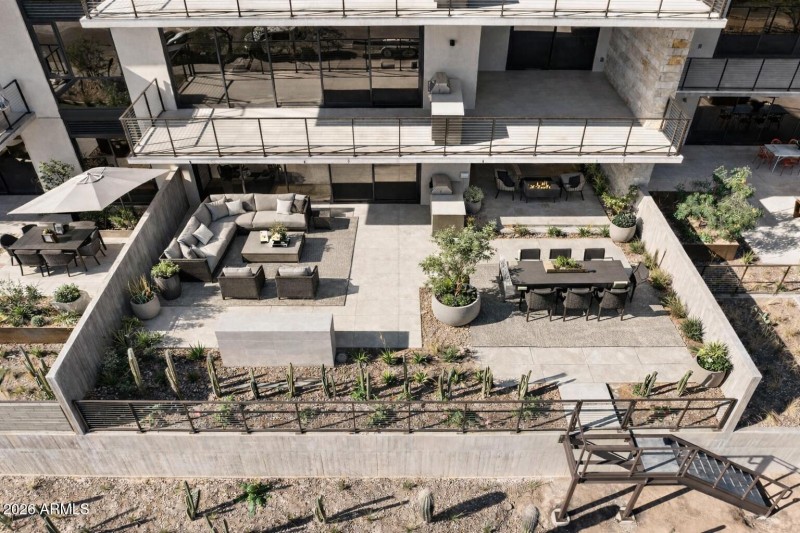 Private Patio Rendered to Show Furniture