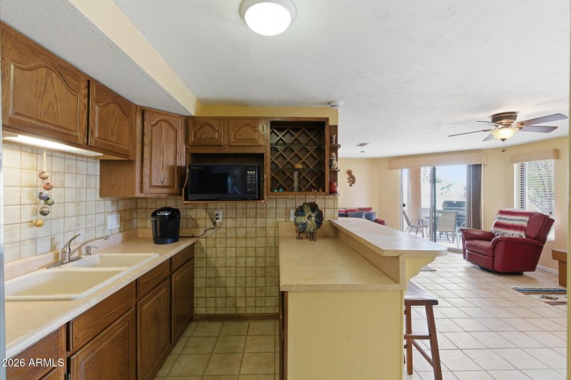 Kitchenette with Bar Seating & Views