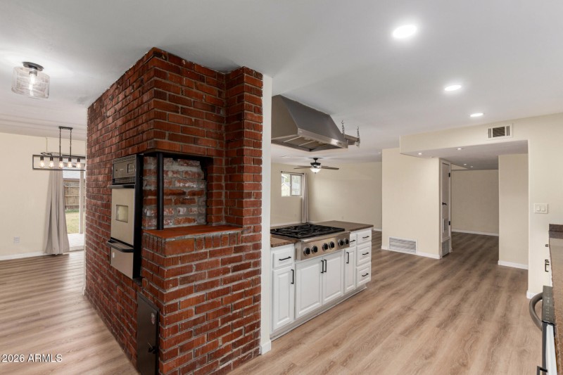 Oven built into brick wall