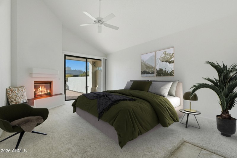 Virtually staged primary bedroom