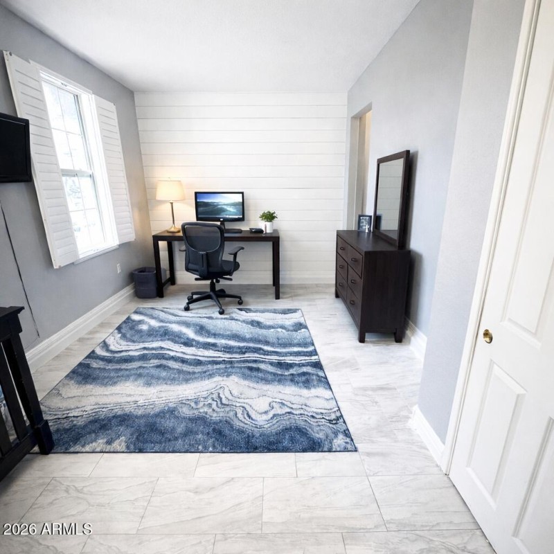Modern home office in bedroom.