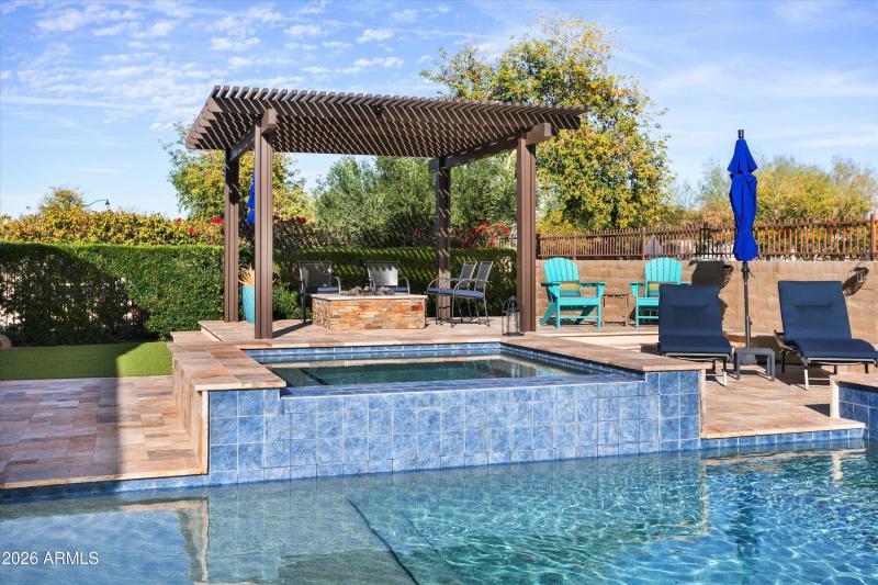 Pergola behind Hot Tub at Pool