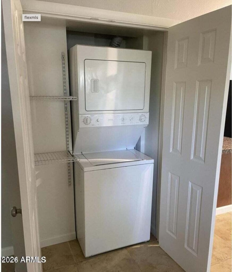 Stacked washer and dryer.