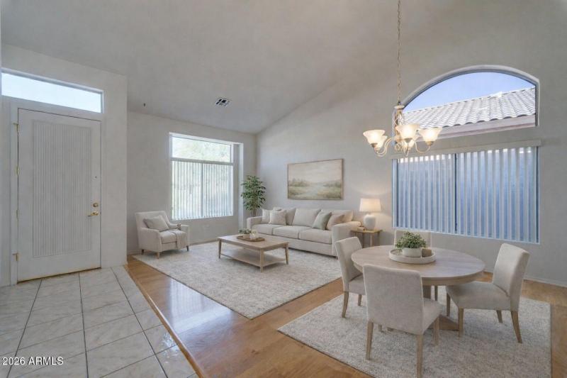 Modern open-concept living and dining ar