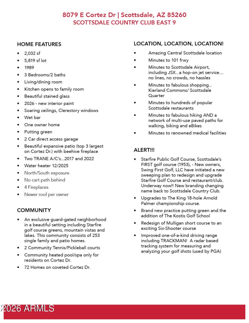 8079 E Cortez Dr - Feature Sheet