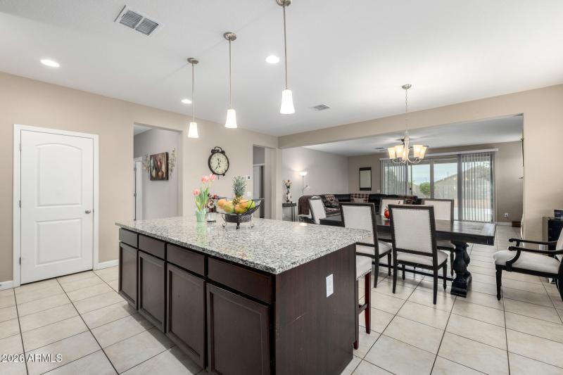 KITCHEN VIEW INTO BIG DINING AREA