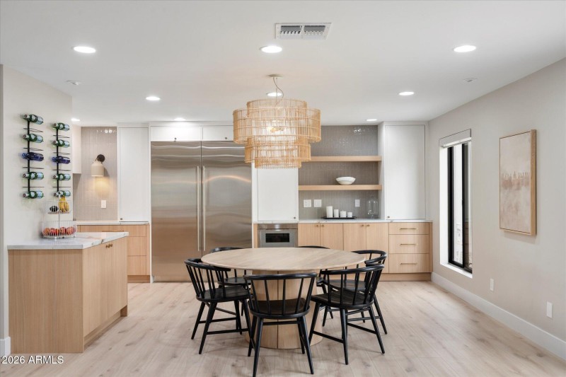 Dining Area w Designer Chandelier