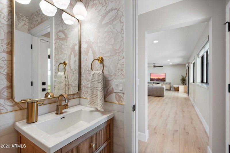 Powder Room w Designer Wallpaper