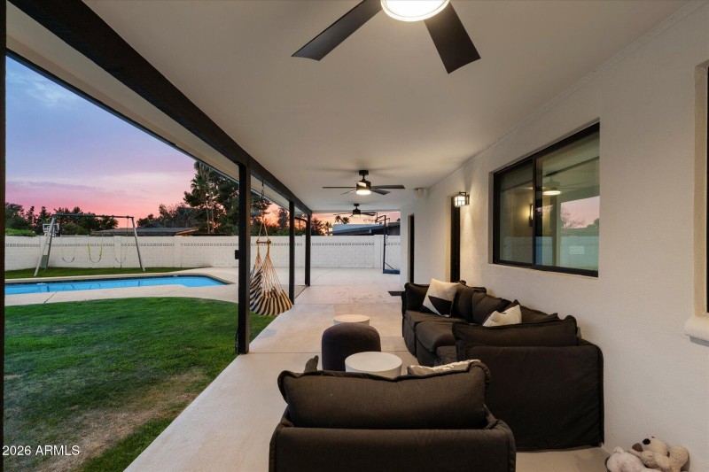 Covered Patio w Pool View