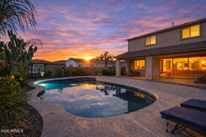 Arizona sunsets over the pool