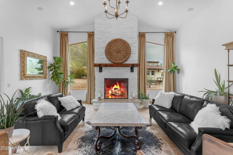 Living room with mountain views