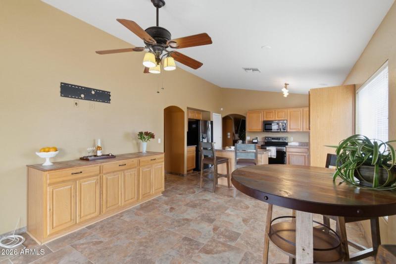 Built in cabinet and dining area