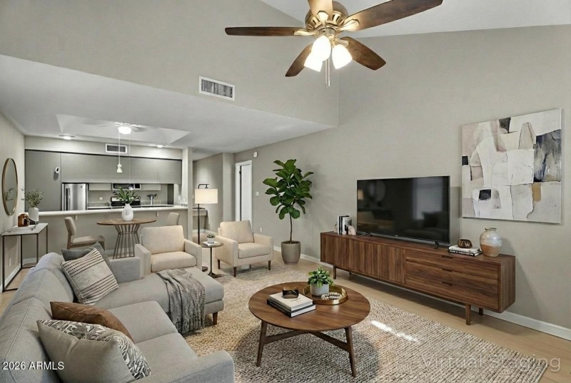 Virtually Staged LR - Facing Kitchen