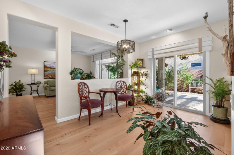 Sliders to the enclosed back yard