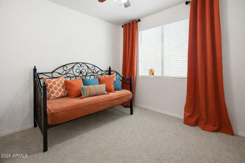 Vibrant daybed with colorful pillows