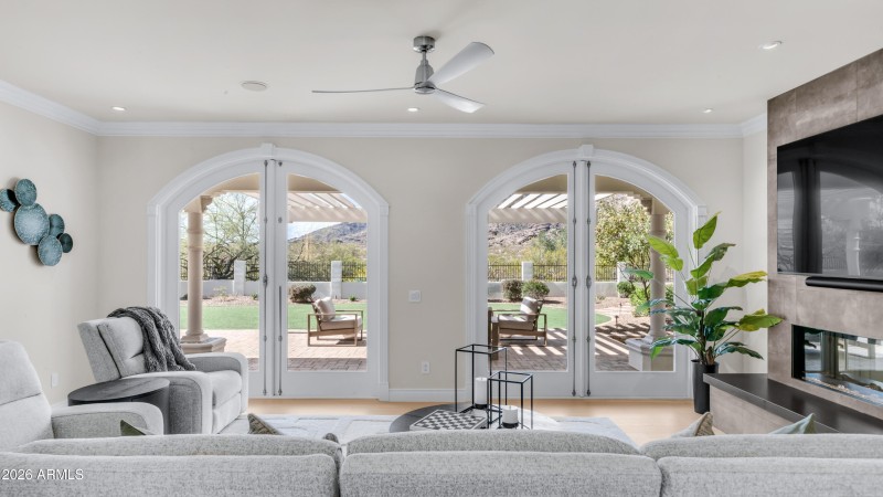 Family Room Double Doors Mountain Views