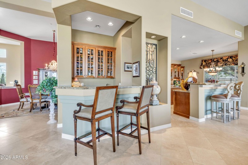 Bar between family room and living room