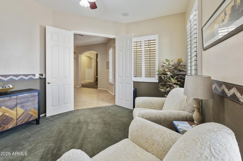 Double door entry to the den