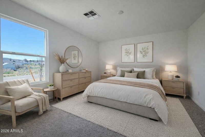 Primary bedroom virtually staged