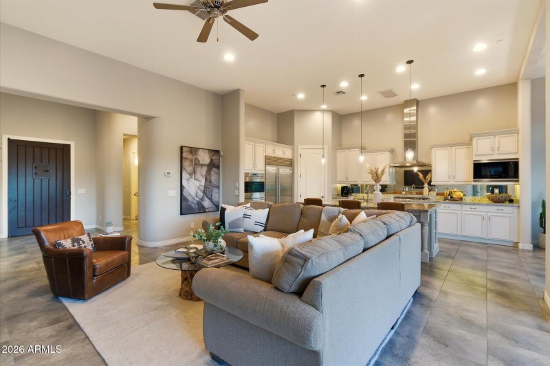 Living Room with High Ceilings