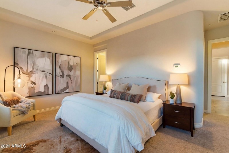 Spacious Bedroom with High Ceilings