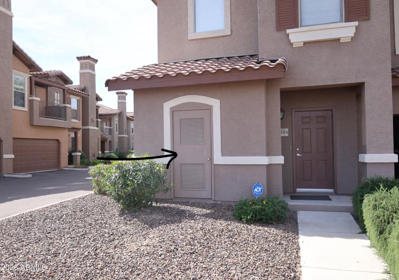 Storage unit in building to the north.