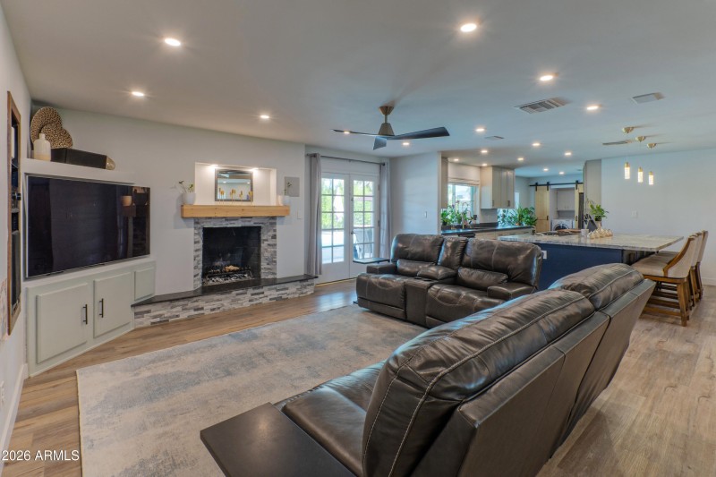 Wood burning fireplace