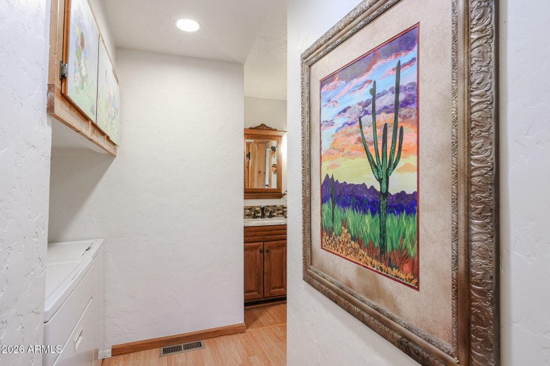 hall to half bath and laundry