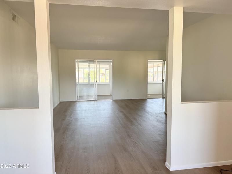 living room w/wall barrier