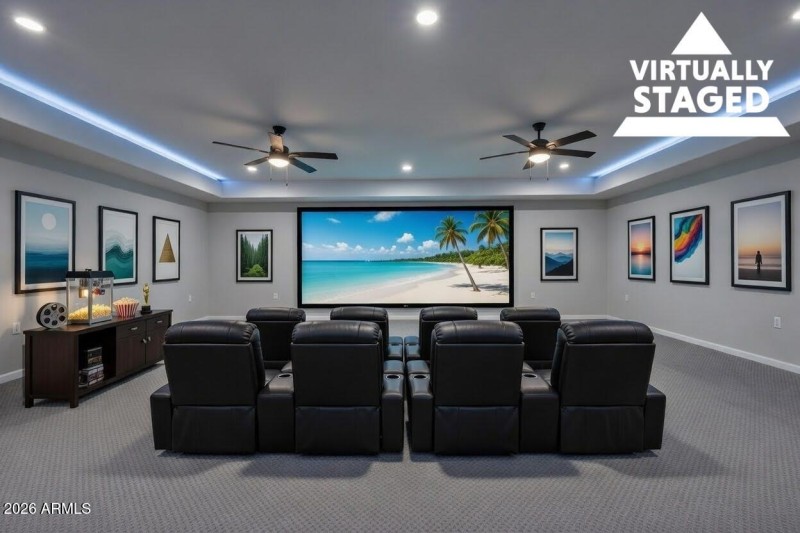 Basement Family Room - Virtually Staged