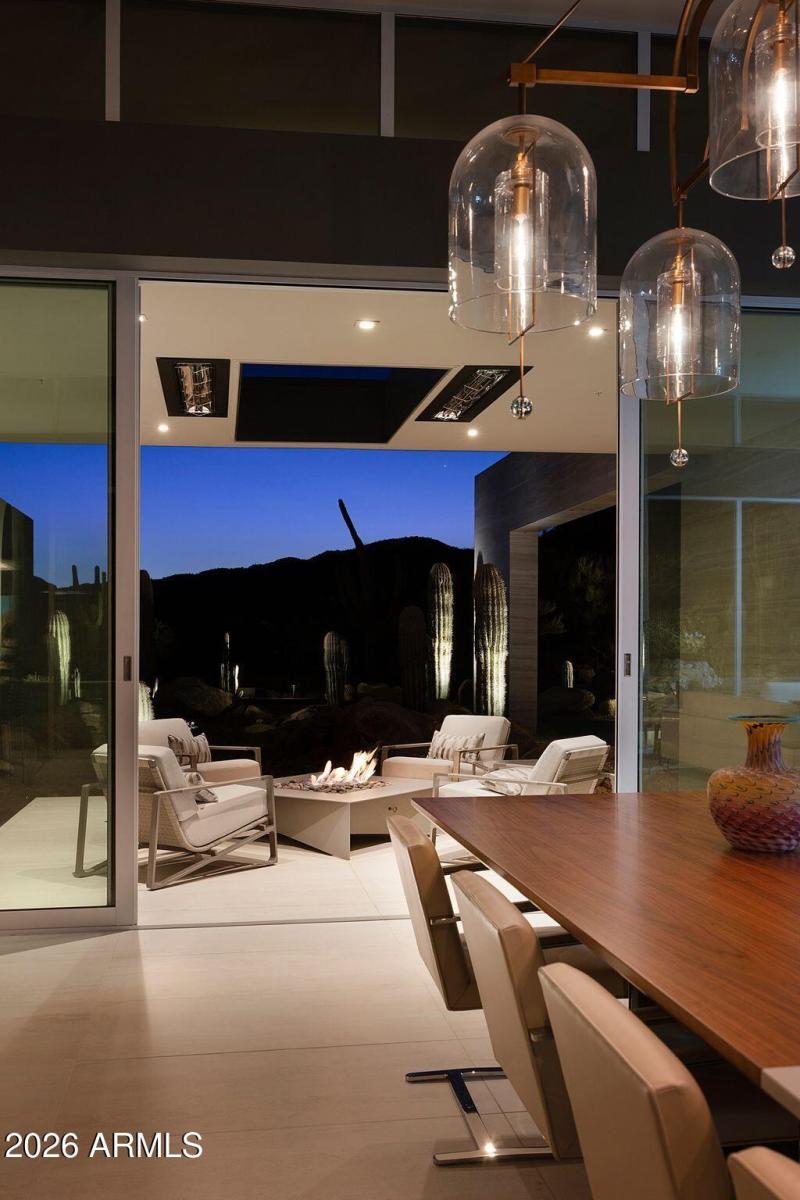 Dining opens to both patios