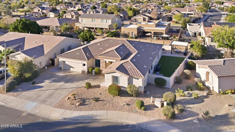 Aerial Home and Backyard View